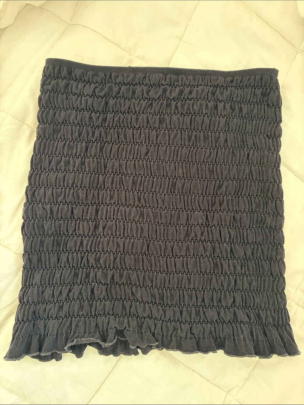 Anthropologie Black Smocked strapless top